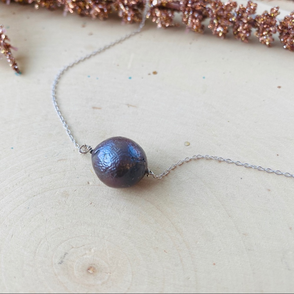 Natural Pearl Sterling Silver chain Necklace